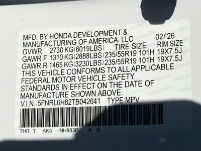2026 Honda Odyssey — photo 45 view