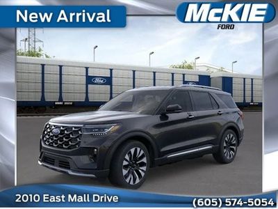 2026 Ford Explorer Platinum in Agate Black Metallic — front three-quarter view