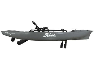 2024 Hobie MIRAGE PRO ANGLER 12 in BATTLESHIP GREY — front three-quarter view