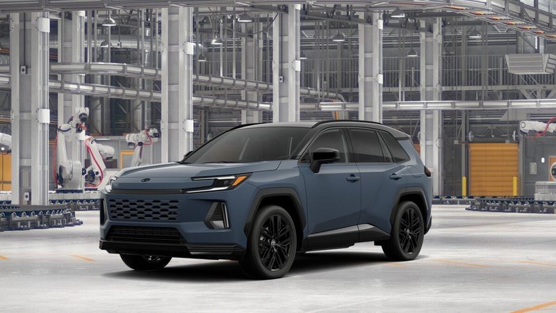 2026 Toyota RAV4 XSE in Storm Cloud/Midnight Black Metallic roof — front three-quarter view