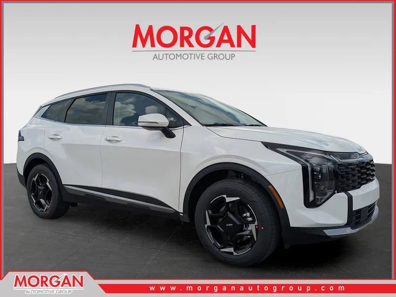 2026 Kia Sportage Hybrid EX in Snow White Pearl — front three-quarter view