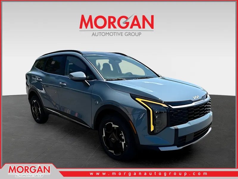 2026 Kia Sportage Hybrid EX in Blue — front three-quarter view