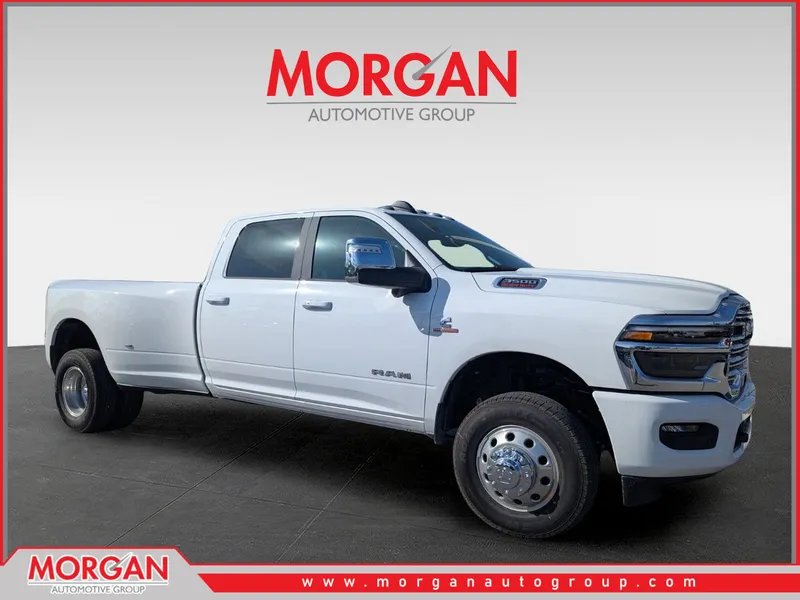 2026 Ram 3500 Laramie in White — front three-quarter view