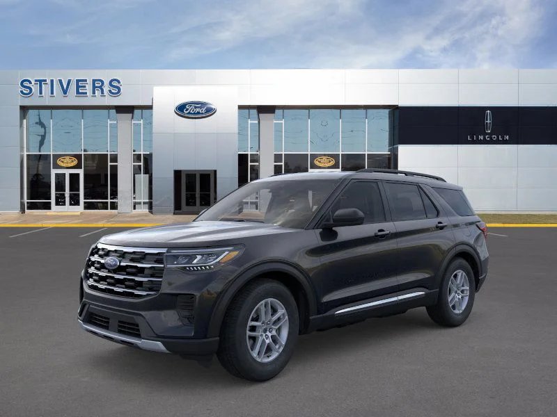 2025 Ford Explorer Active in Agate Black Metallic — front three-quarter view