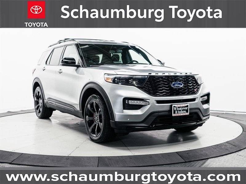 2020 Ford Explorer ST in Silver — front three-quarter view