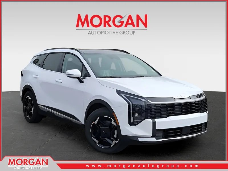 2026 Kia Sportage EX in White — front three-quarter view