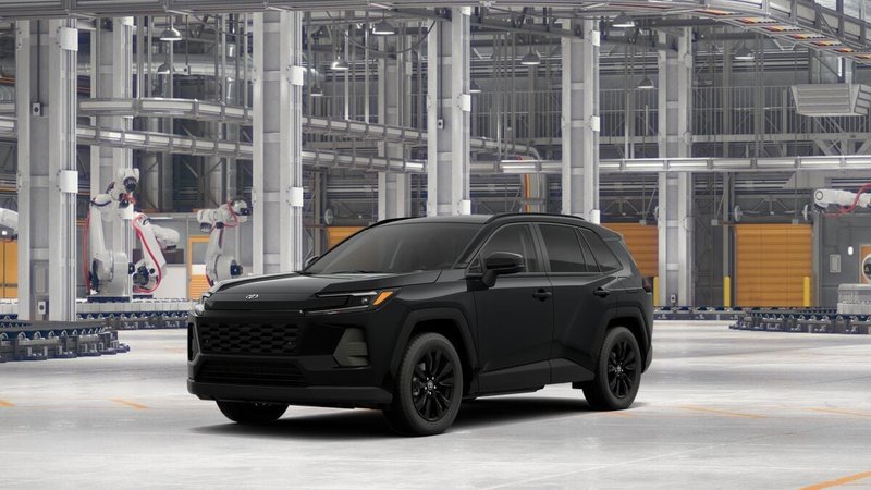 2026 Toyota RAV4 XLE Premium in Midnight Black Metallic — front three-quarter view