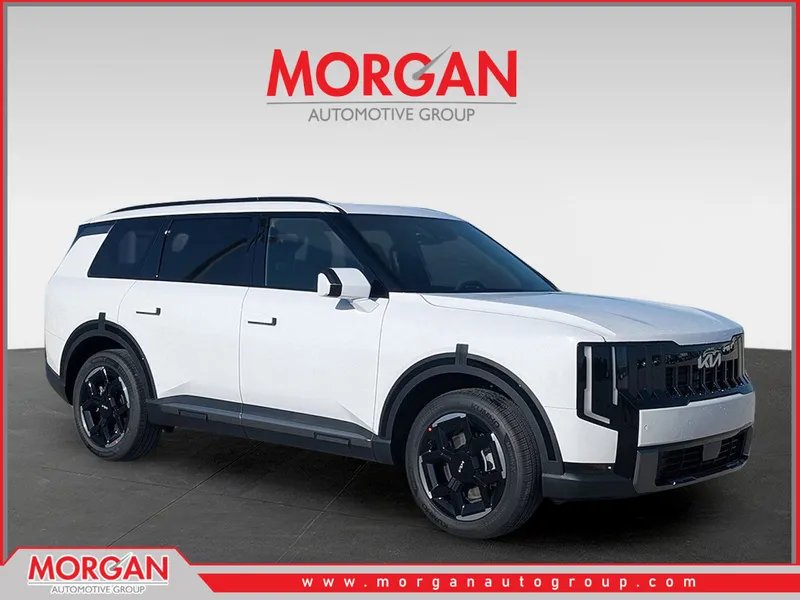 2027 Kia Telluride EX in Glacial White Pearl — front three-quarter view