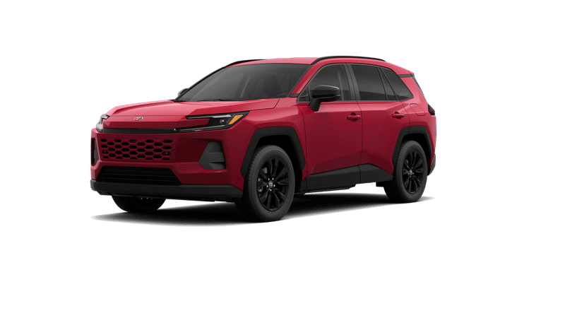 2026 Toyota RAV4 XLE Premium in Ruby Flare Pearl 1 — front three-quarter view