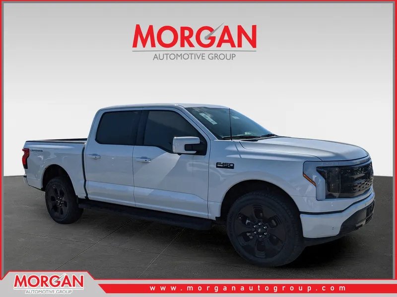 2025 Ford F-150 Lightning Platinum in White — front three-quarter view