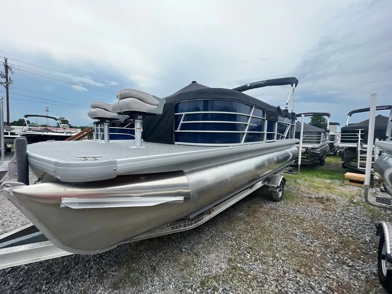 2023 Godfrey Sweetwater Xperience 2286 BFX in navy — front three-quarter view