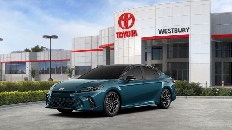 2026 Toyota Camry XSE AWD in Ocean Gem with Midnight Black Metallic roof — front three-quarter view
