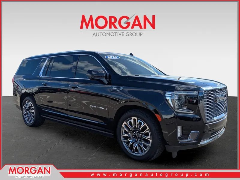 2023 GMC Yukon XL Denali Ultimate in Onyx Black — front three-quarter view
