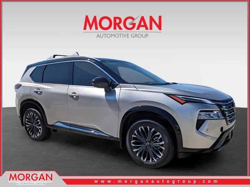 2026 Nissan Rogue Platinum in Silver — front three-quarter view