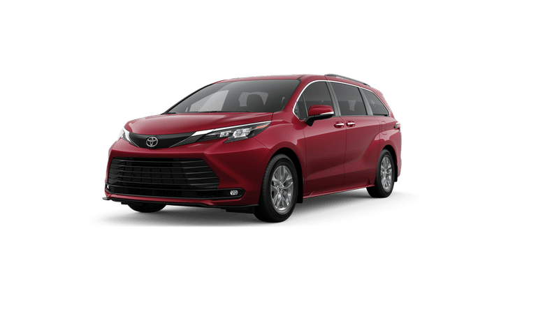 2026 Toyota Sienna XLE in Ruby Flare Pearl 1 — front three-quarter view