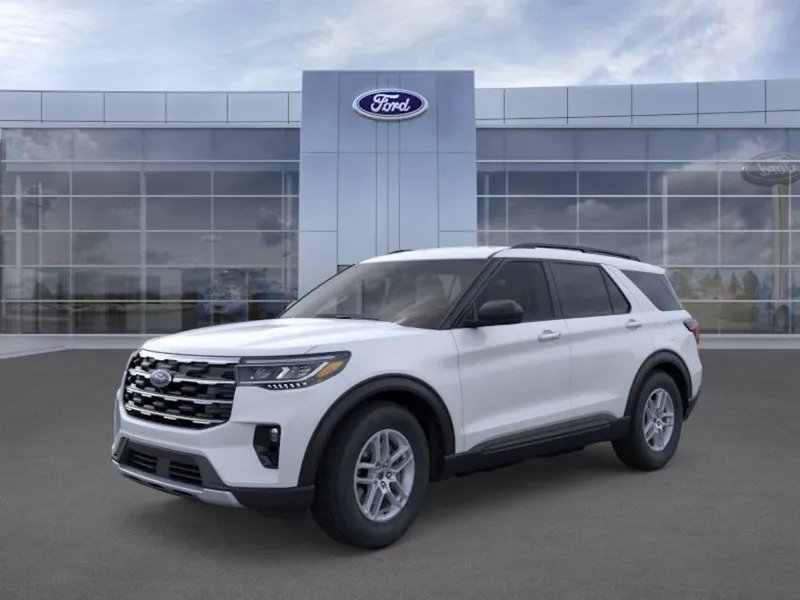 2026 Ford Explorer in A3 Silver — front three-quarter view