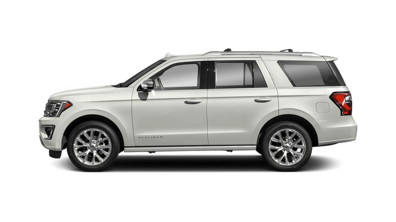 2019 Ford Expedition Platinum in White Platinum Metallic Tri-Coat — front three-quarter view