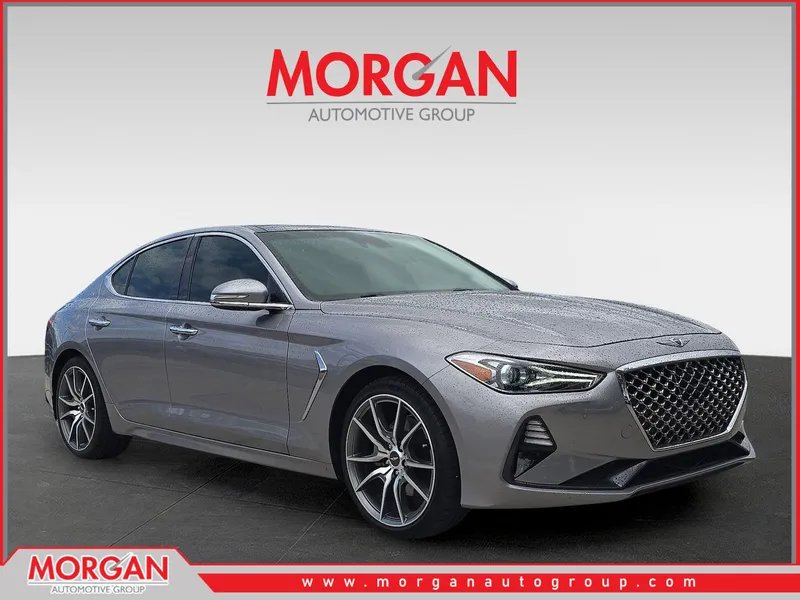 2021 Genesis G70 2.0T in Savile Silver — front three-quarter view