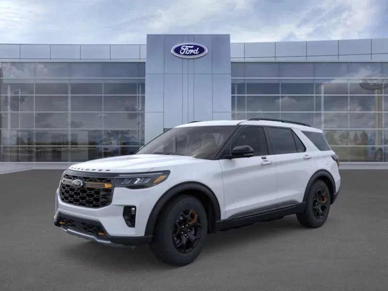 2026 Ford Explorer in A3 Silver — front three-quarter view