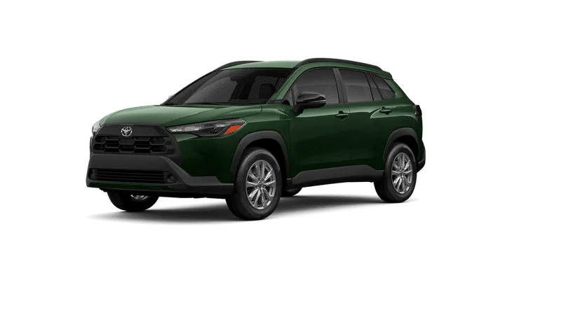 2026 Toyota Corolla Cross LE in Cypress — front three-quarter view