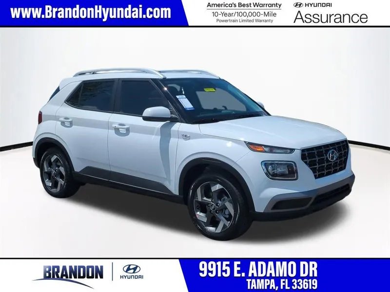 2026 Hyundai VENUE SEL in White — front three-quarter view