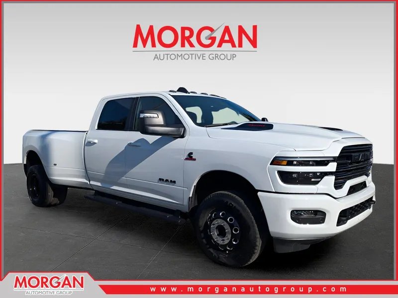 2026 Ram 3500 Laramie in White — front three-quarter view