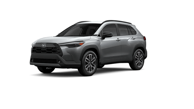 2026 Toyota Corolla Cross XLE in Sonic Silver — front three-quarter view