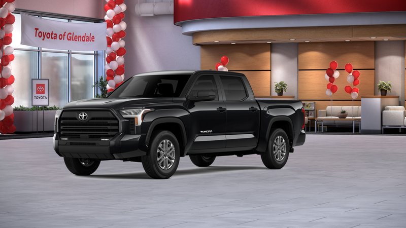 2025 Toyota Tundra SR5 in Midnight Black Metallic — front three-quarter view