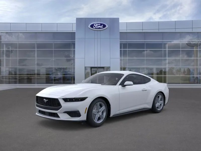 2026 Ford Mustang in Oxford White — front three-quarter view