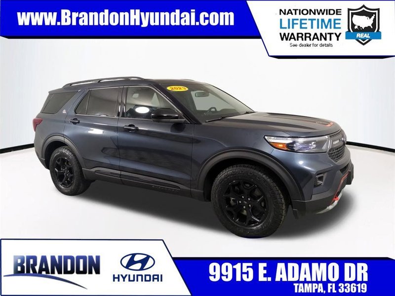 2023 Ford Explorer Timberline in Blue — front three-quarter view