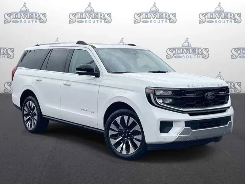 2025 Ford Expedition Platinum in White — front three-quarter view