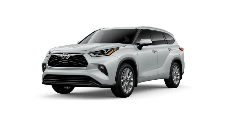 2026 Toyota Highlander Hybrid Limited in Wind Chill Pearl — front three-quarter view