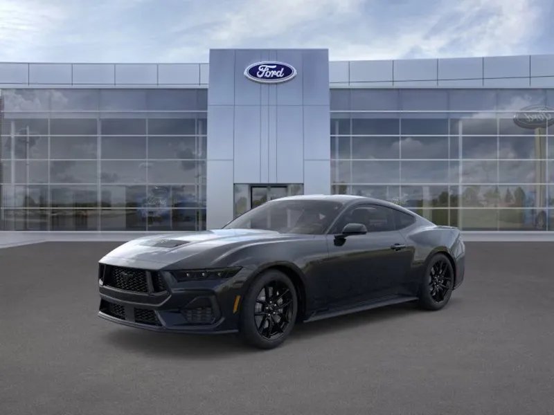2026 Ford Mustang in Shadow Black — front three-quarter view
