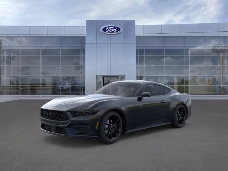 2026 Ford Mustang in Shadow Black — front three-quarter view