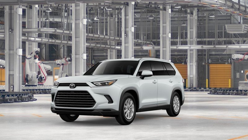 2026 Toyota Grand Highlander Hybrid XLE in Wind Chill Pearl — front three-quarter view