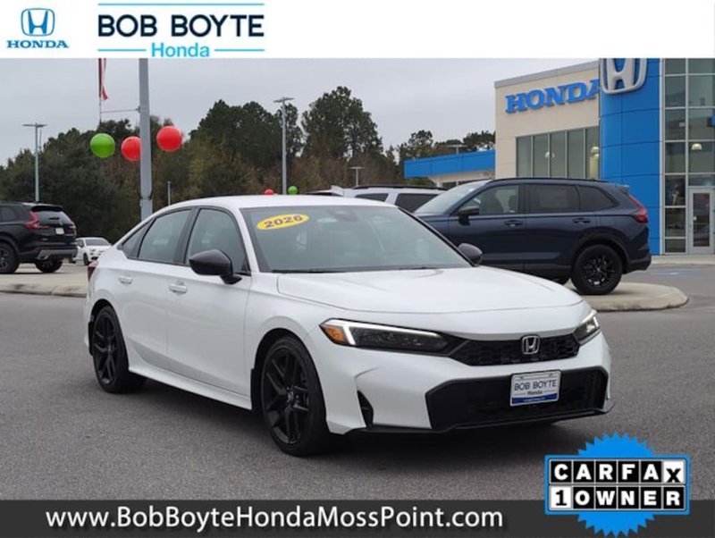 2026 Honda Civic Sport in Platinum — front three-quarter view