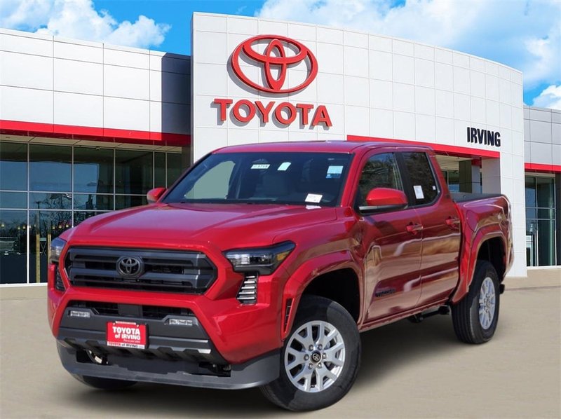 2026 Toyota Tacoma SR5 in Supersonic Red — front three-quarter view