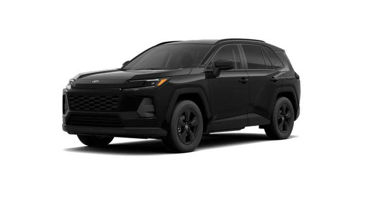 2026 Toyota RAV4 LE in Midnight Black Metallic — front three-quarter view