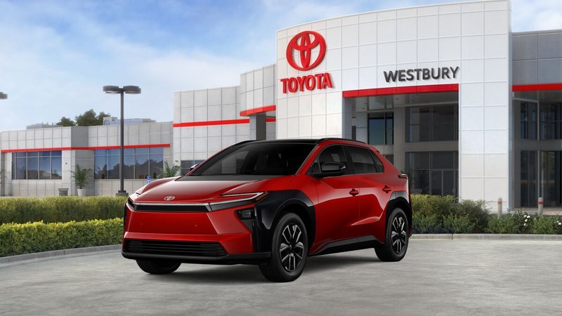 2026 Toyota bZ XLE in Supersonic Red — front three-quarter view