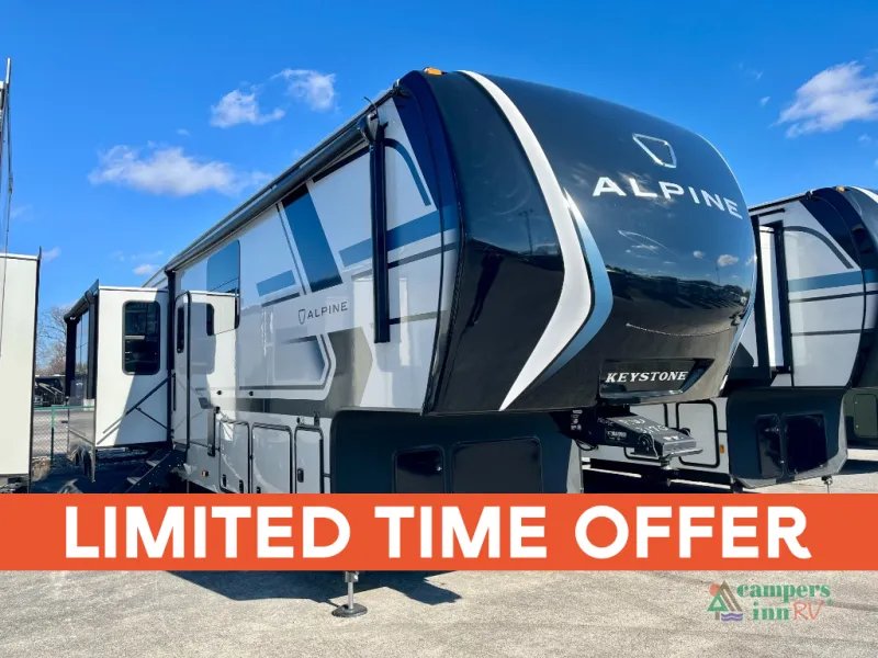 2026 Keystone RV Alpine in white fog — front three-quarter view