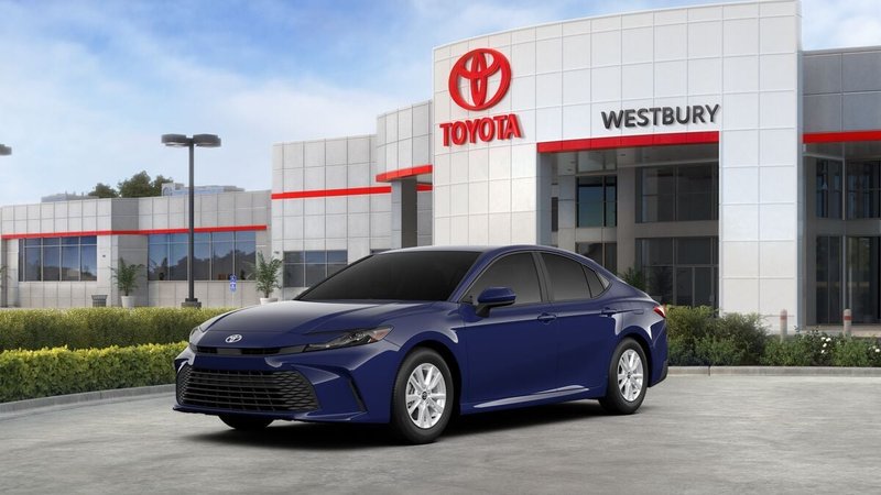 2026 Toyota Camry LE AWD in Reservoir Blue — front three-quarter view