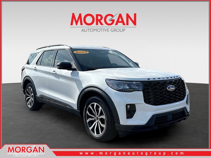 2025 Ford Explorer ST-Line in White Metallic — front three-quarter view
