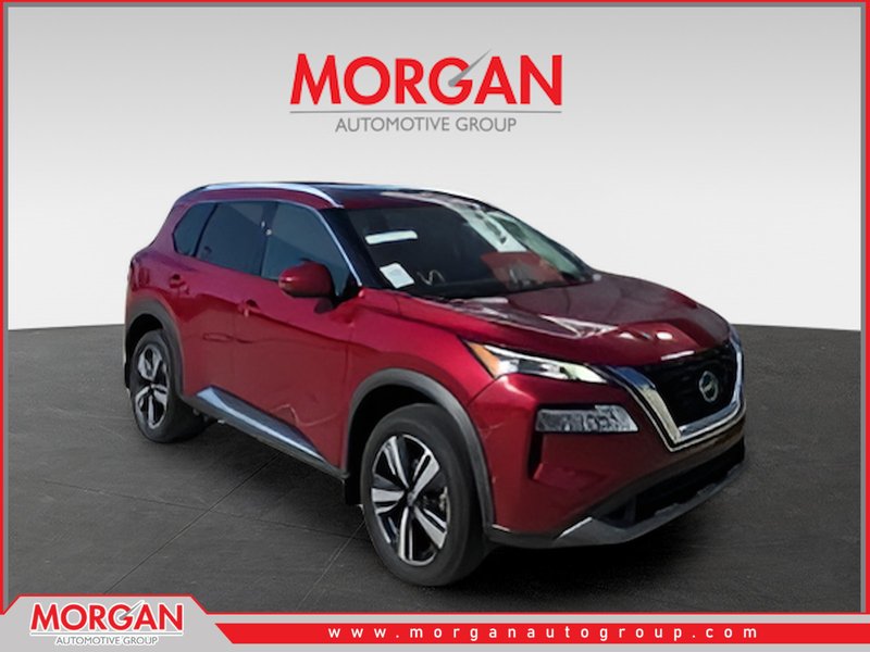2023 Nissan Rogue SL in Red — front three-quarter view