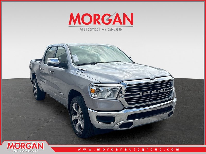 2024 Ram 1500 Laramie in Billet Silver Metallic Clearcoat — front three-quarter view