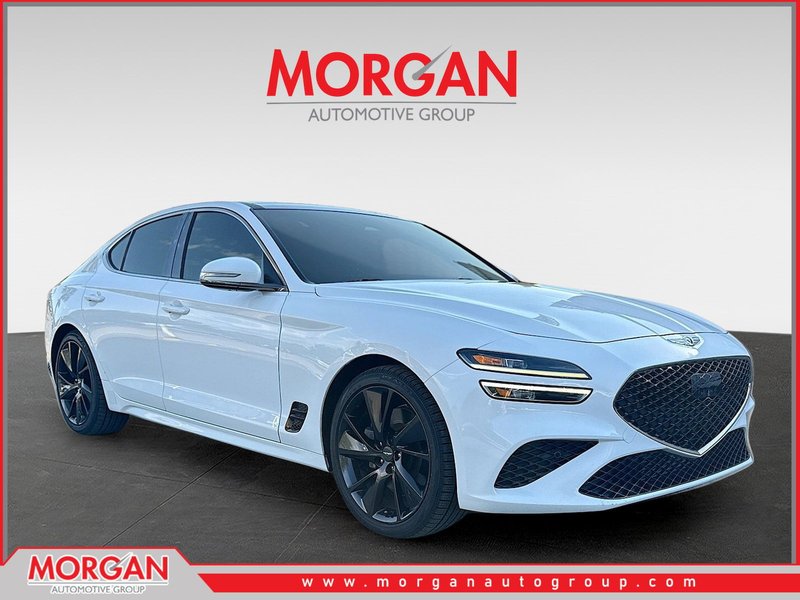 2022 Genesis G70 3.3T in Alta White — front three-quarter view