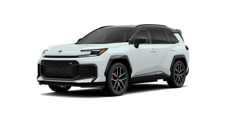 2026 Toyota RAV4 Plug-in Hybrid GR SPORT in Wind Chill Pearl with Midnight Black Metallic roof 1 — front three-quarter view