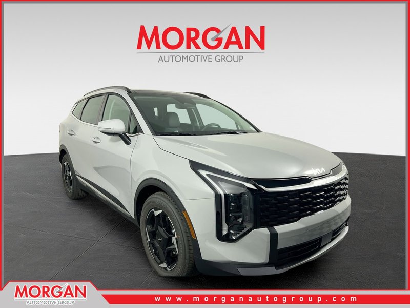 2026 Kia Sportage Hybrid EX in Wolf Gray — front three-quarter view