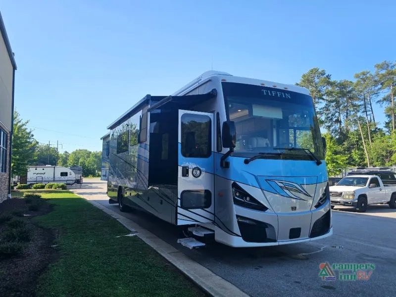 2027 Tiffin Motorhomes Phaeton in Voltage Full Body Paint — front three-quarter view