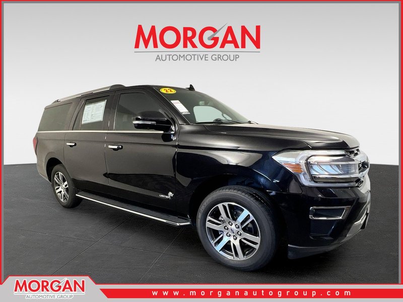 2022 Ford Expedition Max Limited in Agate Black Metallic — front three-quarter view