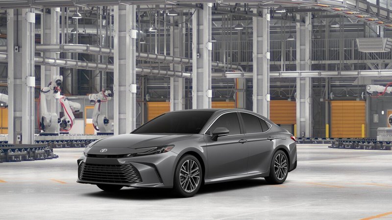 2026 Toyota Camry XLE AWD in Heavy Metal — front three-quarter view